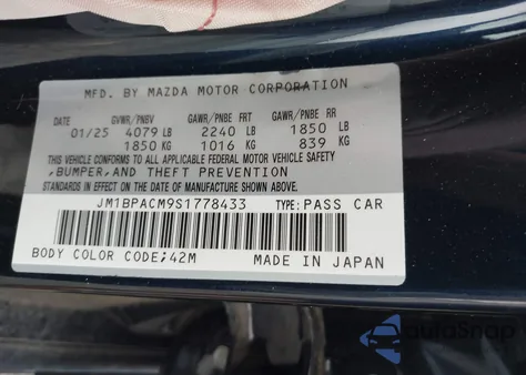 2025 Mazda Mazda3 2.5 S Preferred from USA, damaged, VIN JM1BPACM9S1778433